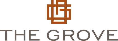 A logo featuring an abstract, interconnected geometric design in brown above the text 